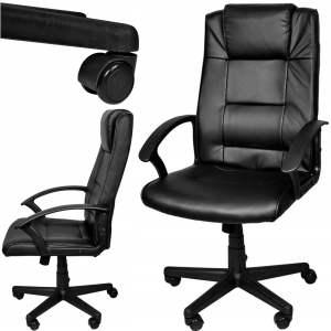 Fotel biurowy skóra eko MALATEC / Czarny
