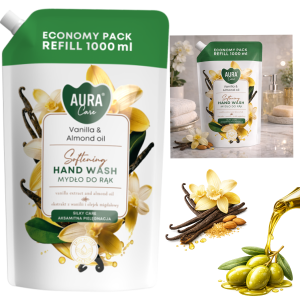 AURA Care Mydło Do Rąk Uzupełniające Wanilia i Olejek Migdałowy 1000 ml AHW-002-003