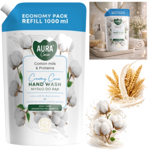 AURA Care Mydło Do Rąk Uzupełniające Mleczko Bawełniane i Proteiny 1000 ml AHW-002-004
