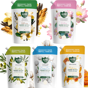 Zestaw 5x1000 ml AURA Care Mydło Do Rąk Uzupełniające MIX