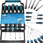 Śrubokręty Zestaw Wkrętaków Magnetyczne Wieszak Na Ścianę 9 szt Jobi X1209-10.png