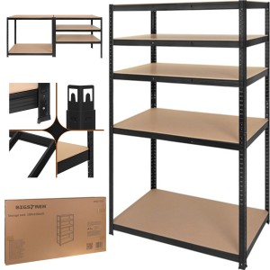 Regał Magazynowy PAKO Czarny 180x100x60 5 Półek 1000 Kg