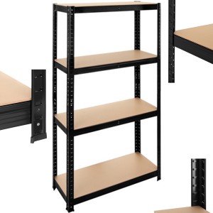 Regał Magazynowy PAKO Czarny 150x75x30 4 Półki 700 Kg