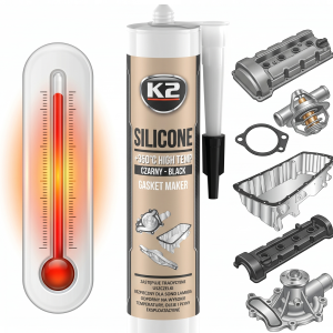 K2 SILIKON BLACK Uszczelka Wysokotemperaturowa +350°C 300g Kartusz B200N
