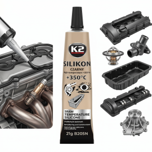 K2 SILIKON CZARNY Luz Uszczelka Wysokotemperaturowa +350°C 21g Tubka B205N