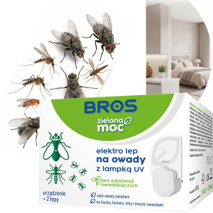 BROS - Zielona Moc Elektro Lep Na Owady z Lampką UV - Urządzenie + 2 Lepy