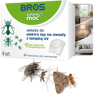 BROS - Zielona Moc Wkłady Do Elektro Lep Na Owady z Lampką UV 6szt