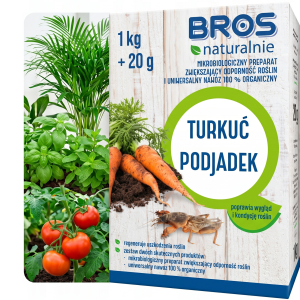 BROS NATURALNIE - mikrobiologiczny preparat zwiększający odporność roślin i uniwersalny nawóz 100% organiczny 1kg + 20g (turkuć podjadek)