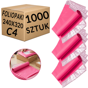 Foliopaki Kurierskie Różowe C4 240x320mm - 1000 szt.