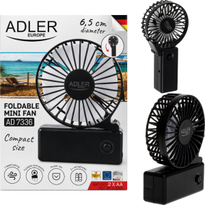 Wentylator Przenośny Składana Rączka Na Baterie AA ADLER AD 7336