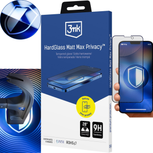 Szkło Hartowane Matowe Apple iPhone 13/13 Pro/14/16E - 3mk HardGlass Matt Max Privacy