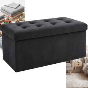 Pufa Welurowa Składana Ciemnoszara 76x38x38cm Ruhhy 26130