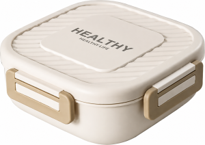 Lunchbox Śniadaniówka Pojemnik Z Przegródkami Sztućce Beżowy 1,3L 07327_BE
