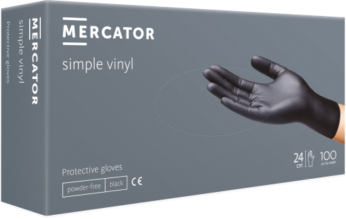 Rękawice Winylowe BezPud. 100 szt. Simple Vinyl (PF) Black