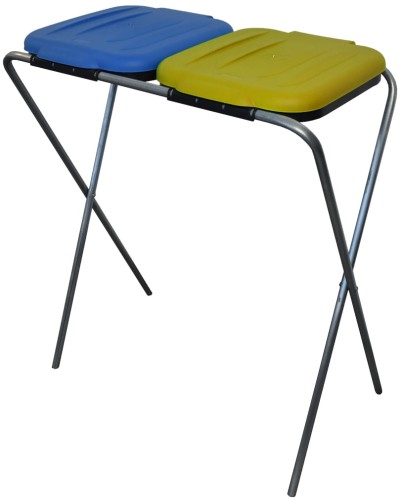  Stojak do segregacji odpadów (2-stanowiskowy) niebieski, żółty